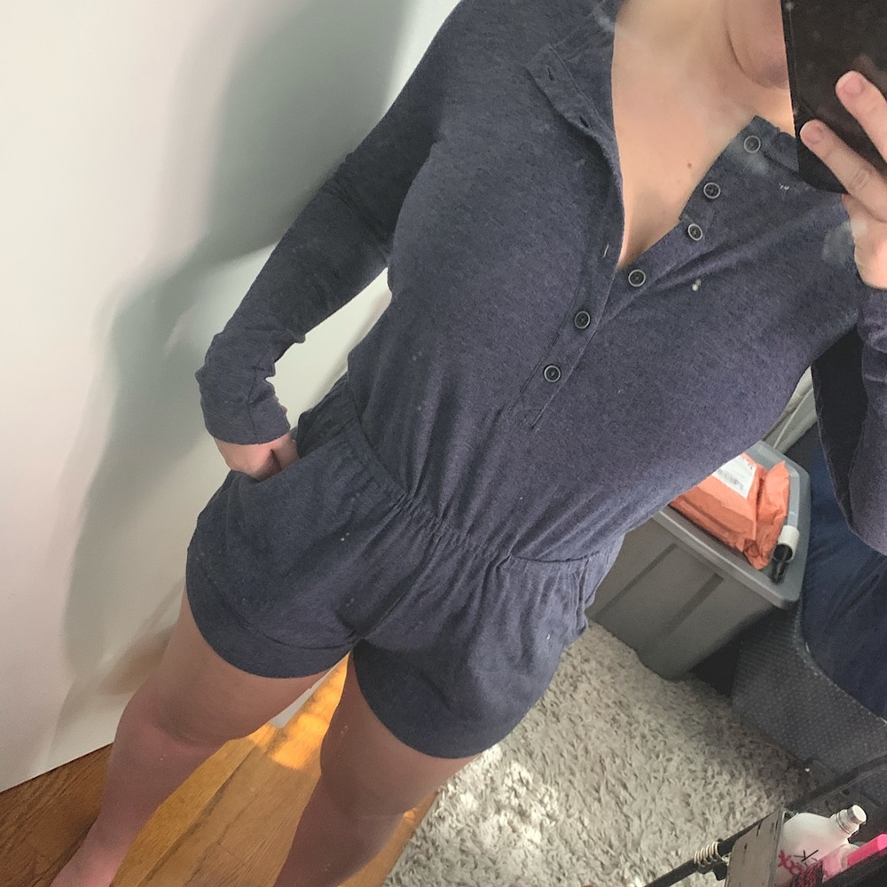 Long sleeve navy blue romper